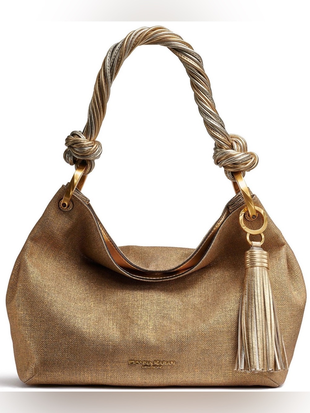 🦋 Donna Karan| Glenwood Small Gold Metallic Shoulder Bag NWOT (includes dustbag)
